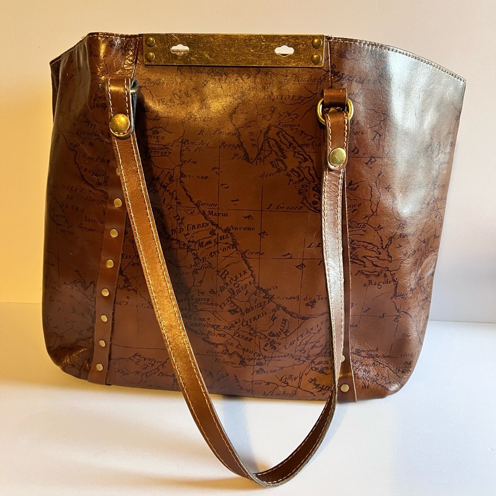 Patricia Nash Leather Benvenuto XL Tote Shoulder Bag Turn Locks 19x14x6”